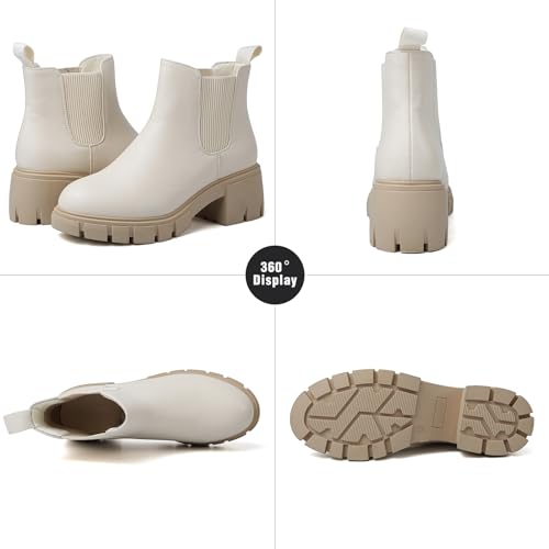 Chelsea Boots Women Short Boots for Women Dressy Ankle Boots Womens Platform Chunky Heel Boots for Women Fall booties Para Mujer Waterproof - Image 3