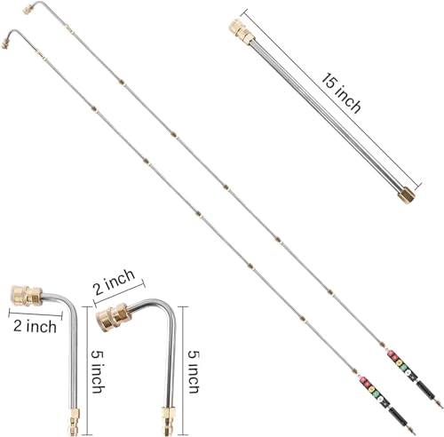 LuckyHigh Pressure Washer Extension Wand Power Washer Lance with Spray Nozzle Tips 45°&100° 1/4 Inch Quick Connect Gutter Cleaner Attachment, 120inches Length 5 Nozzles Gutter Cleaning Tools - Image 3