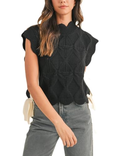 トップス sheller sleeve less ribbon slit knit 31PeaVyebUL.jpg