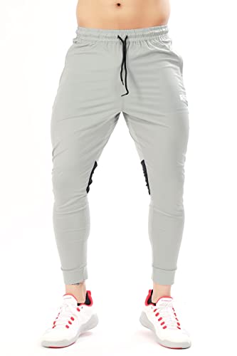 Image of FUAARK Men's Nylon Lycra Stretchable Jogger Trackpants with Zipper Pockets