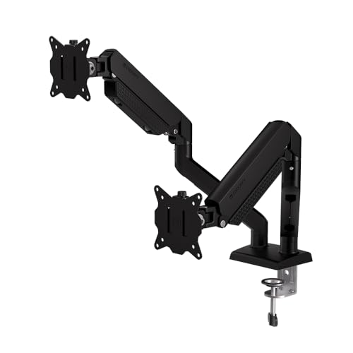 ENDORFY Atlas GS Double, Monitorarm für 2 Monitore bis 32 Zoll, je 10 kg, Gasfeder Halterung, VESA 75x75/100x100, 360° Drehung, Pivot/Swivel/Tilt, Kabelmanagement, Tischmontage ohne Bohren