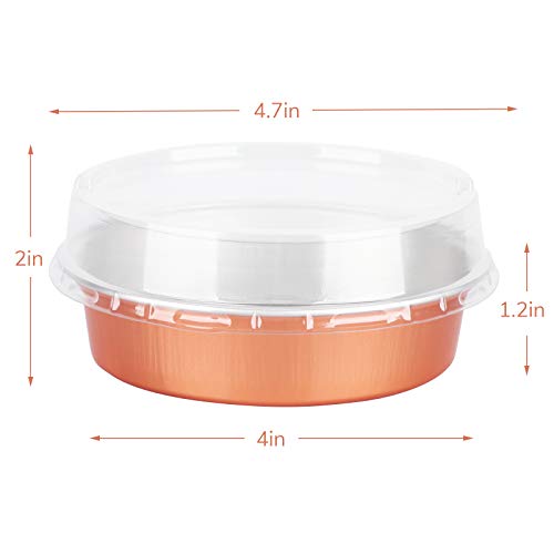 image for Beasea Mini Tart Pans, 8 Oz 50 Pack Disposable Pie Tins with Lids, 4 I