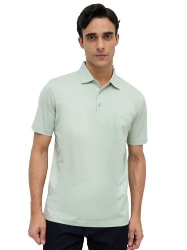 Image of Park Avenue Men Regular Fit Solid Pattern Pure Cotton Polo Neck Half Sleeve Casual T-Shirt