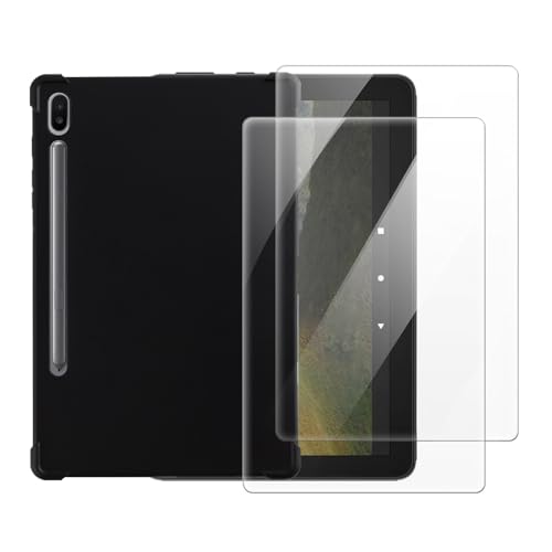 Funda Samsung Tab S6 5G 10.5 protector pantalla cristal negro 2en1