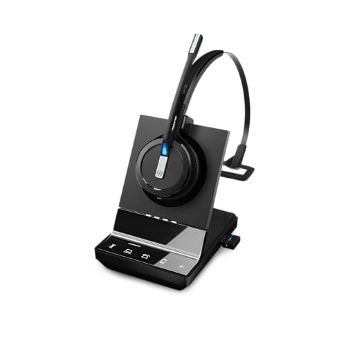 Image of Sennheiser SDW 5016 (507016) Single-Sided Wireless DECT Headset for Desk Phone Softphone /PC& Mobile Phone Connection Dual Microphone Ultra Noise-Canceling, Black, 3 inches