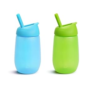 Munchkin Simple Clean Straw Cup, 10oz/296ml, 2 Pack, Blue/Green