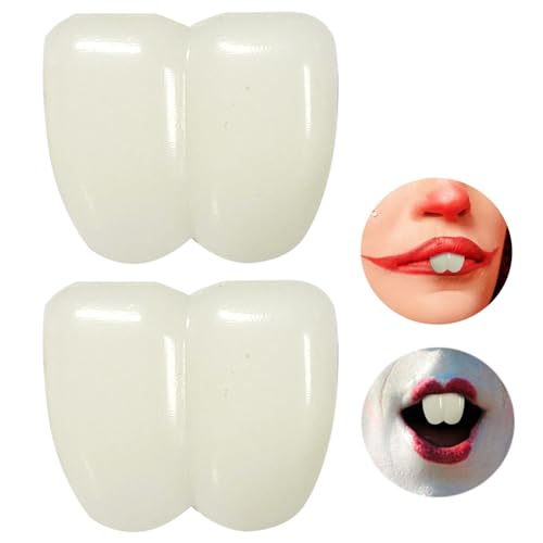 2pcs Fake Buck Teeth for Halloween Clown Bunny Witch Cosplay Carnival Dress Up Performance