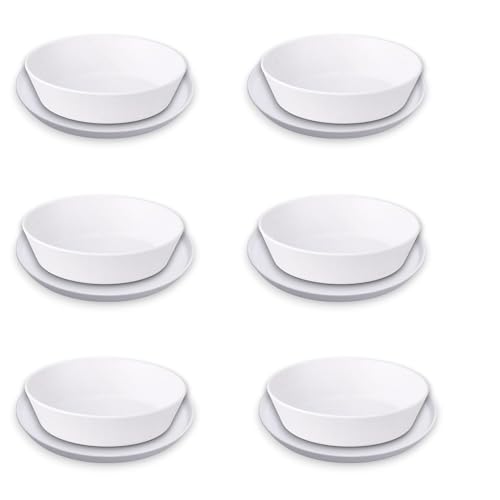 KORAT - Set da Tavola in Melamina TERRACOTTA da 12 pezzi, Servizio Piatti Fondi e Piani, Set da 6 persone - Infrangibile, Lavabile in Lavastoviglie - Plastica rigida