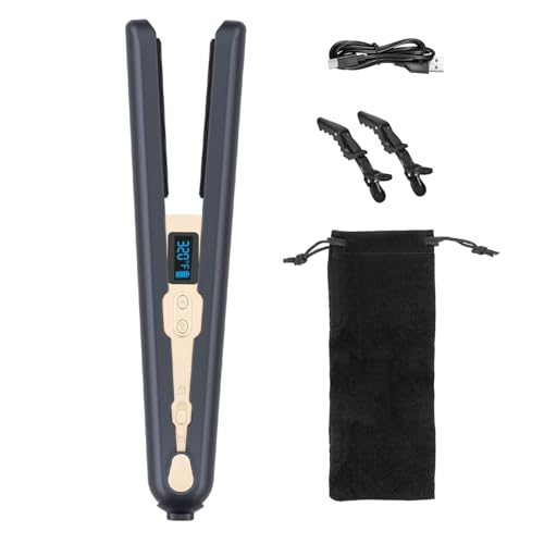 WISDAS Wireless Ceramic Flat Iron & Curling Iron Blue