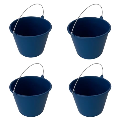 Keroppa, Cubo de Goma 6 L Con Asa Metálica, Pack 4 Uds, Uso Doméstico Para Limpieza, Transporte o Almacenamiento, Fabricado en España, Azul