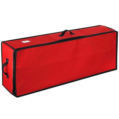 Image of Hearth & Harbor Wrapping Paper Storage Container - Christmas Storage Bag with Interior Pockets - Gift Wrap Organizer Fits Up to 22 Rolls of 40 inch - Tear Proof, Red