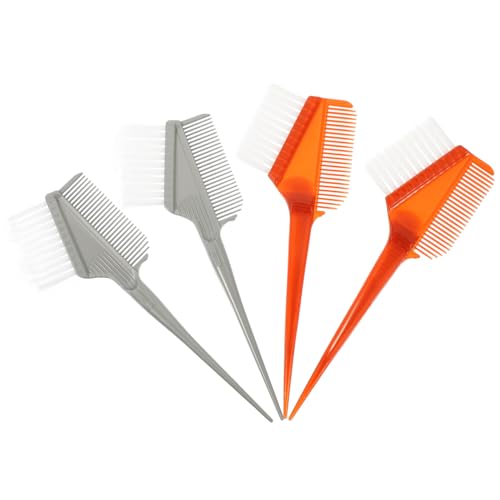 POPETPOP Lot De 4 Pinceaux Applicateurs De Teinture Pour Cheveux Double Face 2 Argentés Et 2 Marron Multifonctionnels Pour Salon De Coiffure Professionnel Poignée Antidérapante