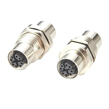 M12 X-Code 8 Pin Bulkhead Connector 10Gbps Cat6A Ethernet Shielded Female to Female Wall Panel Mount Socket IP67 Waterproof Circular Connector for Industrial Network Automation 2PCS