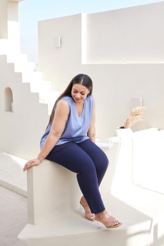 Image of SAADAA Pack of 2 Women's Cotton Pants | Regular Fit Mid-Rise Comfortable Trousers with Pockets | Casual