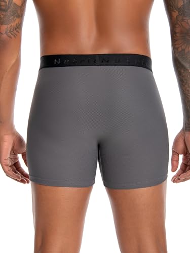 Nutria Mens Quick Dry Travel Underwear 4 Pack Mesh Breathable Hiking Boxer Briefs with Open Fly U013
