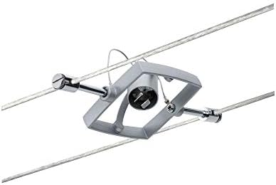 Paulmann 94132 Cable Lighting System  Mac II Single Spot Light Extension Max 10 Watt Matt Chrome Wire Cable Lighting System Without Bulbs