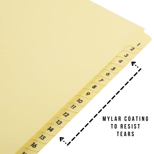 1InTheOffice Numbered Tab Dividers,131 Tab Dividers, Binder Dividers, Binder