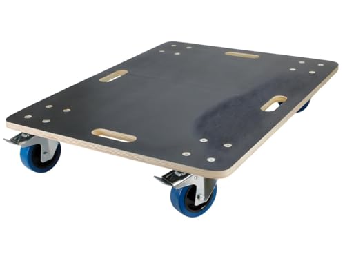 ECD Germany Chariot à roulettes avec 2 à Frein - 60 x 80 cm - Jusqu'à 800 kg - Plaque de sérigraphie - Roues en Caoutchouc Pivotantes - Transport de...