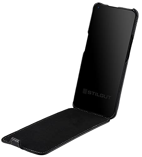 STILGUT UltraSlim Compatible with OnePlus 9 Leather Case - OnePlus 9 5G Flip Case, Flip Case, Mobile Phone Case, Leather Case - Black - Image 3
