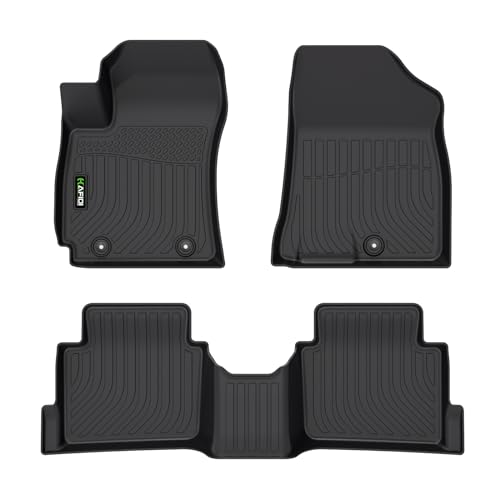 HAFIDI Floor Mats for Hyundai Kona 2024 2025 2026 (Not for EV) All Weather Protection TPE Heavy Duty Automotive Floor Liners Fits Front& 2nd Row Full Set Accessories Black