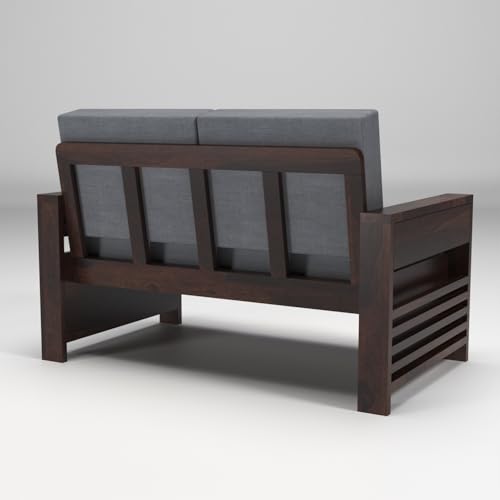 Image of Sheesham Wooden 7 Seater Sofa for Living Room | Rosewood 7 Seater Cushion Sofa with Side Teapoy for Home & Office | Solid Wood Sofa Set for Lounge (Walnut,Grey,3+2+2 Seater)