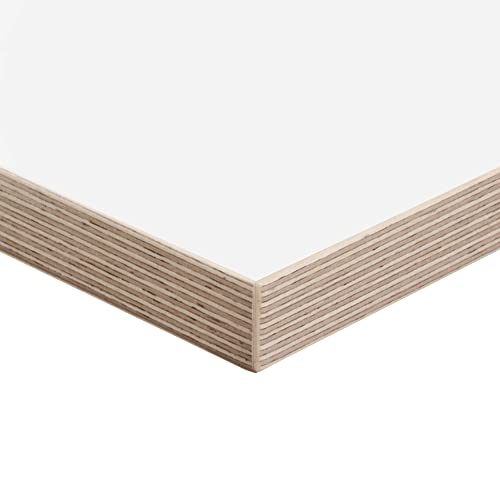 boho office® Tablero de mesa, mesa de escritorio, 120 x 80 x 2,5 cm, color blanco con borde multiplexado de madera auténtica en abedul con alta resistencia a los arañazos Cover