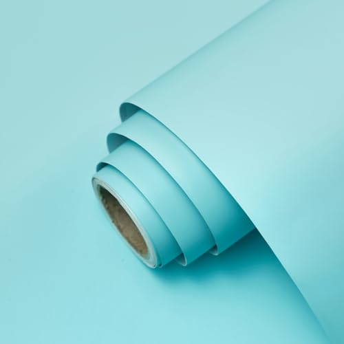 XiaoDeYouth Teal Blue Peel and Stick Wallpaper 15.7'x 196' Solid Color Contact Paper Modern Self-Adhesive Waterproof Vinyl Wall Paper for Room Walls Cabinets Shelf Countertops