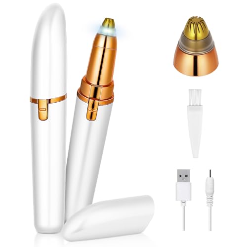 AYBUY Tondeuse à Sourcils pour Femme, Épilateur Sourcil et Rasoir, pour les Sourcils, L'épilation du Visage, des Lèvres et du Nez (Blanc)