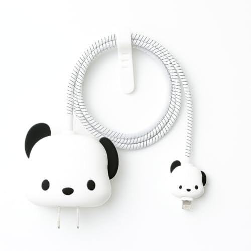 MADHAV COMMUNICATION Charger Protector & Cable Protector with 3D Cute Design for iPhone 18W & 20W Full Charger & Wire Protector Lightning Cable Protective Cover Cover 3-in-1 (dog ear dwn)