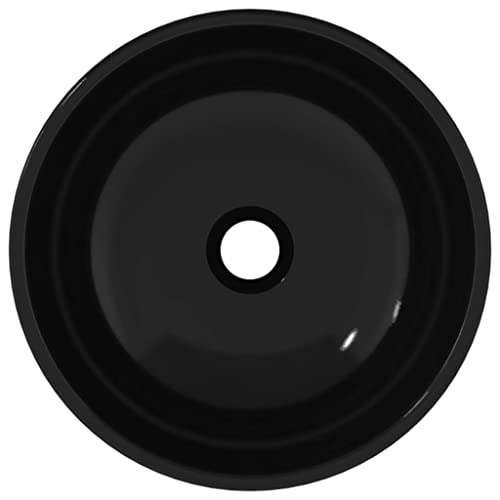 Lavabo de cristal templado negro Mangloder de 35x12 cm para baños modernos 3