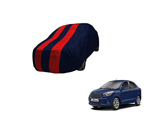 Image of Auto Hub Car Cover Compatible with Figo Aspire with Mirror Pocket,Triple Stitched, Weather Proof, Figo Aspire Car Cover- Navy-Red