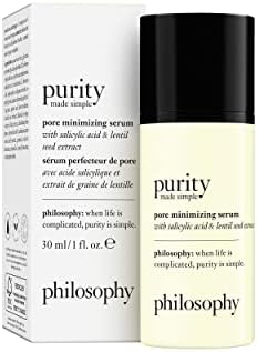 philosophy purity pore minimizing serum 30ml, with salicylic acid & lentil seed extract, suitable for AM and PM