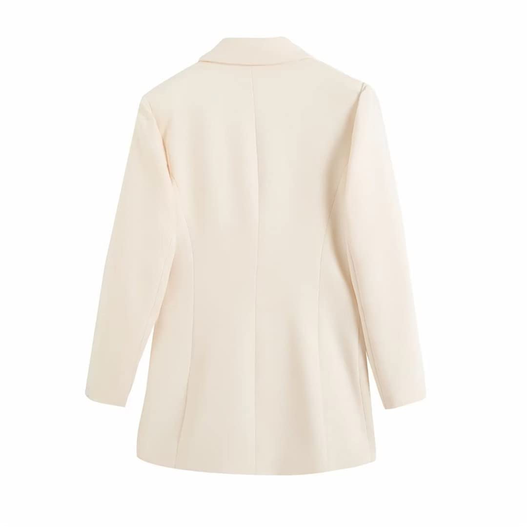 Set di due pezzi lunghi a doppio petto da donna primaverile a vita alta pantaloni a gamba larga