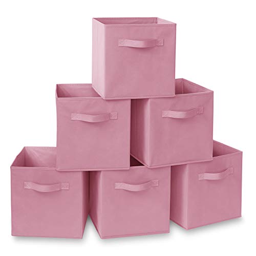 Casafield Set of 6 Collapsible Fabric Cube Storage Bins, Light Pink - 11" Foldable Cloth Baskets for Shelves, Cubby Organizers & More by Casafield - Used condition - US$16.60