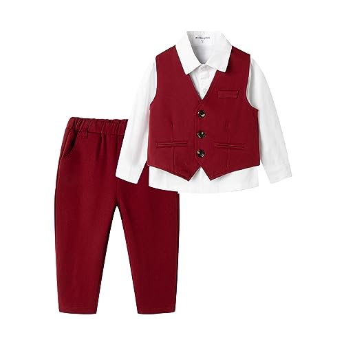 Image of Mud Kingdom Boys Suits for Weddings White Shirts, Vests and Pants Clothes Sets