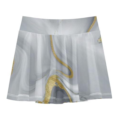 Joisal Fun Cute Athletic Shorts Girls Skorts Tennis Skirts Kids Girl Skort Grey Gold Marble Texture 4t2