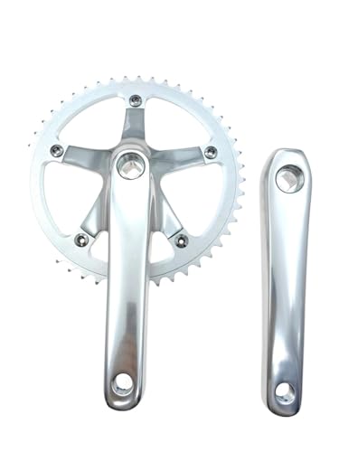 �V���o�[�z���C�g�Œ�M�A�N�����N�Z�b�g 49T 144BCD CNC �����V���O���X�s�[�h�A���~�����`�F�[���z�C�[�� :���i(49T NEW Silver 170mm)