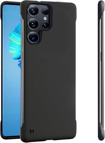 FAOMSEBS for Samsung S23 Ultra Case Borderless Slim (Bare Metal Feel) [Ultra Thin as No Cover on] Rapid Heat Dissipation for Samsung Galaxy S23 Ultra Case, Hard PC Resilient Cover Black