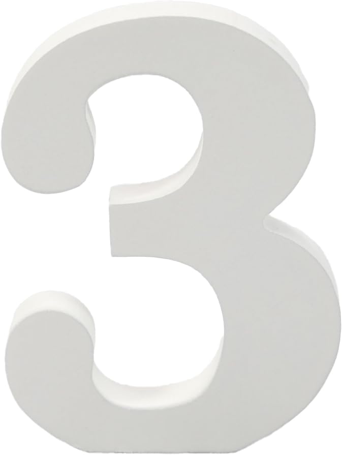 6 Inch White Decorative Wooden Letters and Numbers (3)
