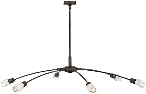 Fredrick Ramond Atera Extra Large Single Tier Chandelier - Faceted Clear Crystal Glass Shades, Low Profile, Use T6 Bulbs (not Included), Includes (1) 6-in and (2) 12-in Down rods - Black Oxide Finish