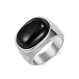 Ayoiow Anillos de aniversario de boda para hombre, anillo de promesa de piedras preciosas ovaladas para parejas, de acero inoxidable, sin piedras preciosas, tamaño N 1/2-Z, X 1/2, Acero inoxidable