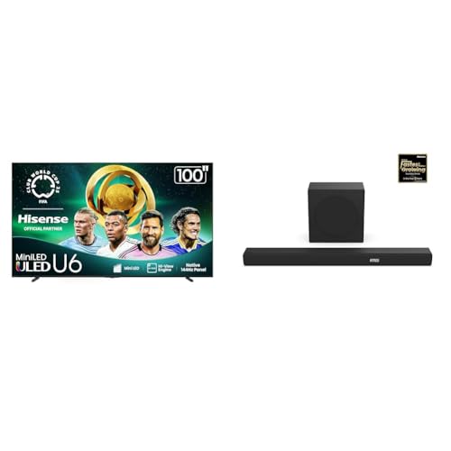 Image of Hisense 100U65QF Mini-LED 4K UHD Smart Fire TV AX3100Q 3.1Ch Sound Bar with Wireless Subwoofer