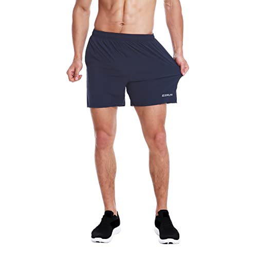 Image of EZRUN Men's 5 Inches Running Workout Shorts Quick Dry Lightweight Athletic Shorts with Liner Zipper Pockets