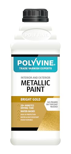 Image of Polyvine Metallic Paint – Acrylic Metallic Heat Resistant Paint No Primer or Topcoat Needed - Water & UV Resistant Decorative Paint for Ceramics, Furniture, Ornaments, Interior Walls, Metalwork & More