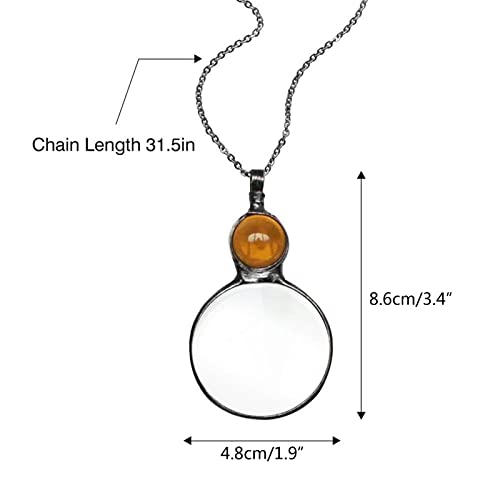 Staol Magnifying Glass, Loupe Pendant Necklace Gift 2022 Magnifying Glass Necklace Vintage 10X Magnifying Reading Magnifier Decorative Gift, Blue