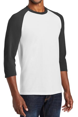 Jnriver Camiseta raglã manga 3/4 de algodão pesado Core Blend - Camisa masculina casual de beisebol,