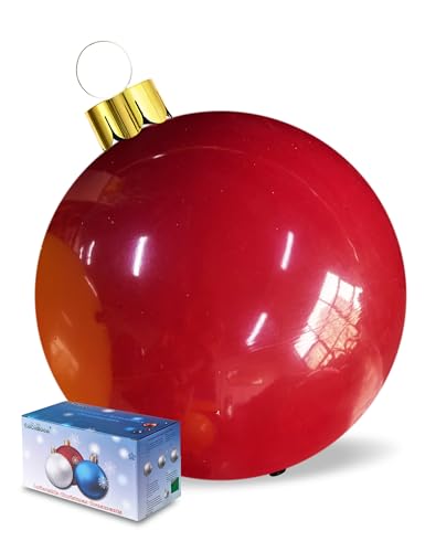 Inflatable Christmas Ornaments, 18" or 25" Oversized Outdoor Christmas Ball Ornaments, Holiday Yard Christmas Tree Decorations, Indoor and Outdoor Decoration Balls (18 inch, Coral Red)
