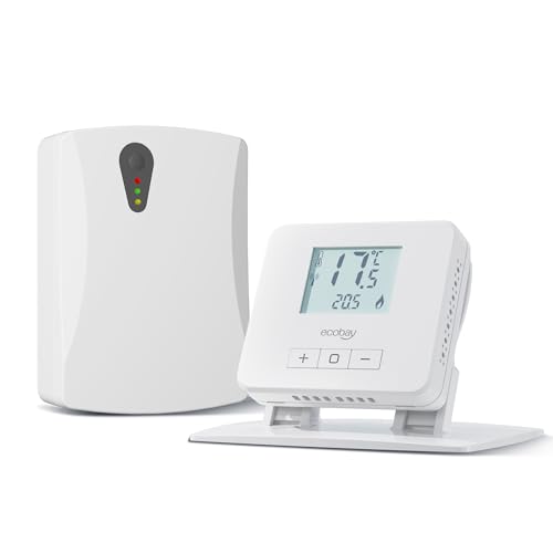 ECOBAY Termostato inalámbrico con receptor, para calderas, calefacción eléctrica y por suelo radiante de agua, no programable