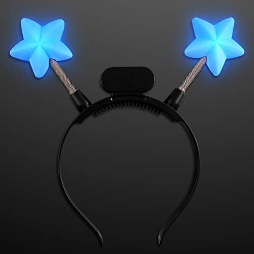 FlashingBlinkyLights Light Up Blue Stars LED Boppers Head Headband
