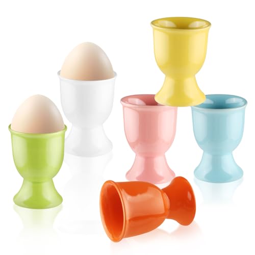 6 Pcs Ceramic Egg Cups Porcelain Egg Stand Holders for Soft Boiled Eggs Breakfast Party Dinning -...